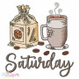 Days of the Week - Saturday Coffee Embroidery Design Pattern