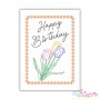 Cardstock Embroidery Design Pattern- Happy Birthday Flowers Greeting Card