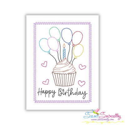 Cardstock Embroidery Design Pattern- Happy Birthday Cupcake