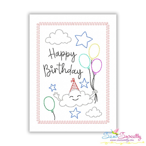Cardstock Embroidery Design Pattern- Happy Birthday Cloud