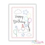 Cardstock Embroidery Design Pattern- Happy Birthday Cloud