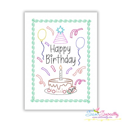 Cardstock Embroidery Design Pattern- Happy Birthday Cake