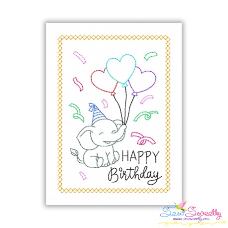 Cardstock Embroidery Design Pattern- Happy Birthday Elephant