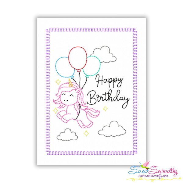Cardstock Embroidery Design Pattern- Happy Birthday Unicorn