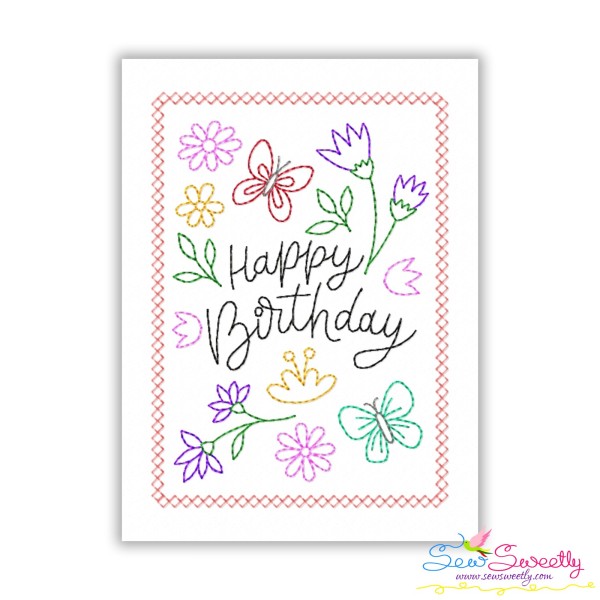Cardstock Embroidery Design Pattern- Happy Birthday Butterfly
