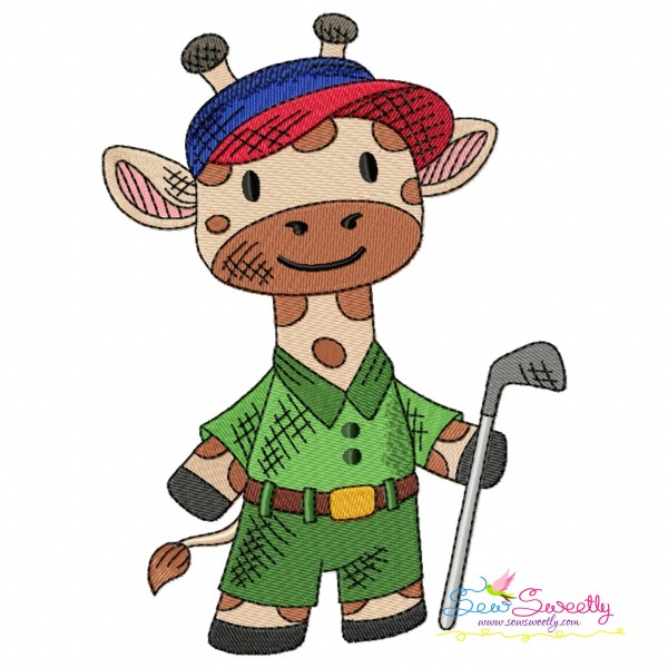 Golf Animal Giraffe Embroidery Design Pattern