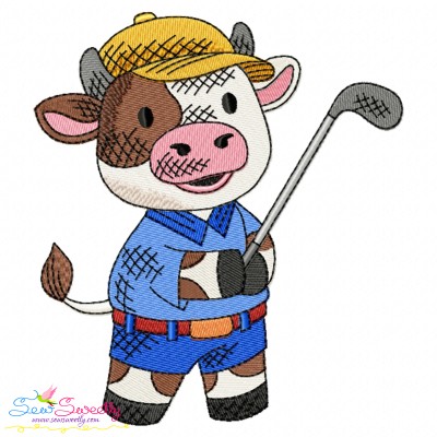Golf Animal Cow Embroidery Design Pattern