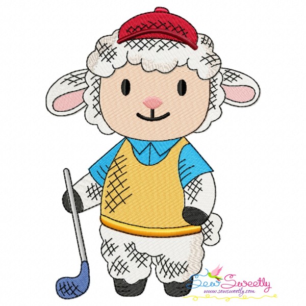 Golf Animal Sheep Embroidery Design Pattern