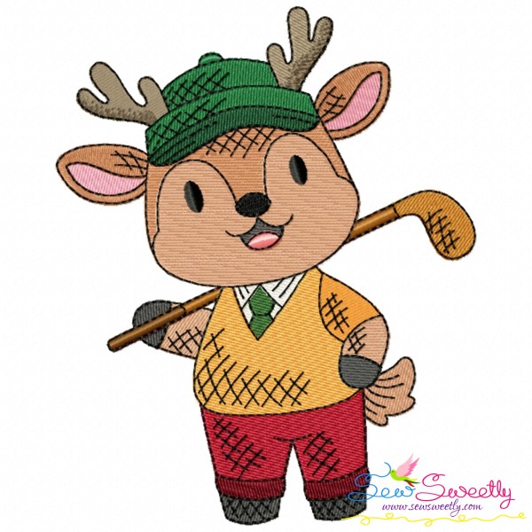 Golf Animal Deer Embroidery Design Pattern