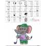 Golf Animal Elephant Embroidery Design Pattern