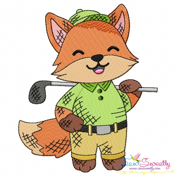Golf Animal Fox Embroidery Design Pattern