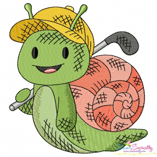 Golf Animal Snail Embroidery Design Pattern