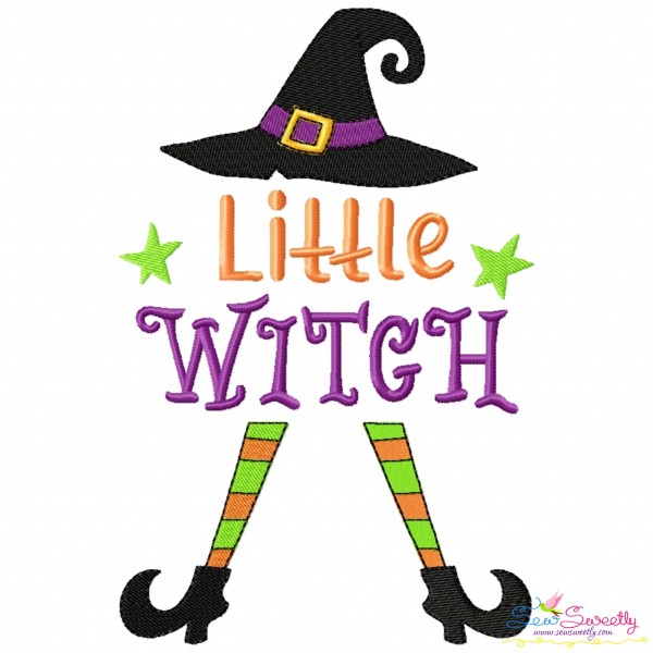 Little Witch Halloween Embroidery Design Pattern