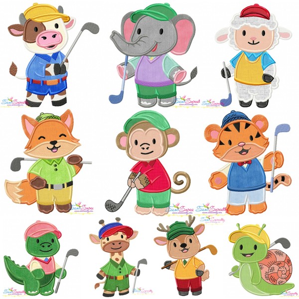 Golf Animals Applique Design Bundle