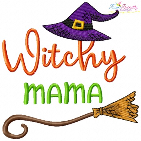 Witchy Mama Halloween Embroidery Design Pattern