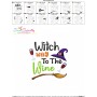 Witch Way To The Wine Halloween Embroidery Design Pattern