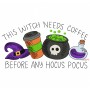 This Witch Needs Coffee Halloween Embroidery Design Pattern