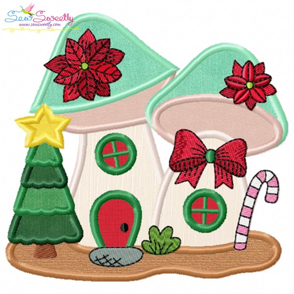 Christmas Mushroom House 9 Applique Design