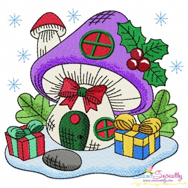 Christmas Mushroom House 10 Embroidery Design