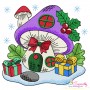 Christmas Mushroom House 10 Embroidery Design