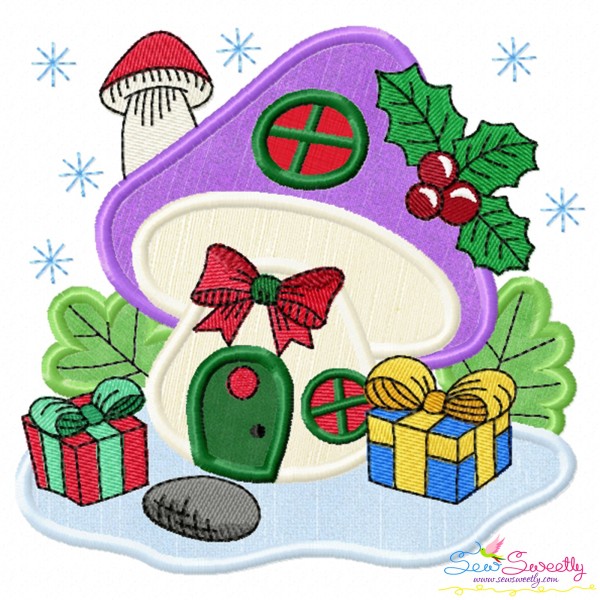 Christmas Mushroom House 10 Applique Design