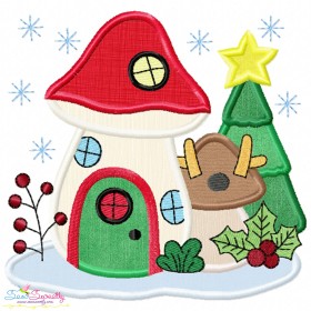 Christmas Mushroom House 8 Applique Design