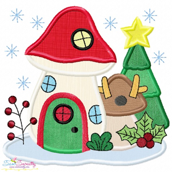 Christmas Mushroom House 8 Applique Design