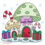 Christmas Mushroom House 7 Embroidery Design