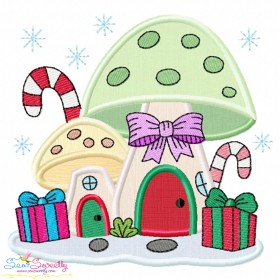 Christmas Mushroom House 7 Applique Design