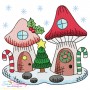 Christmas Mushroom House 5 Embroidery Design