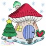Christmas Mushroom House 4 Embroidery Design