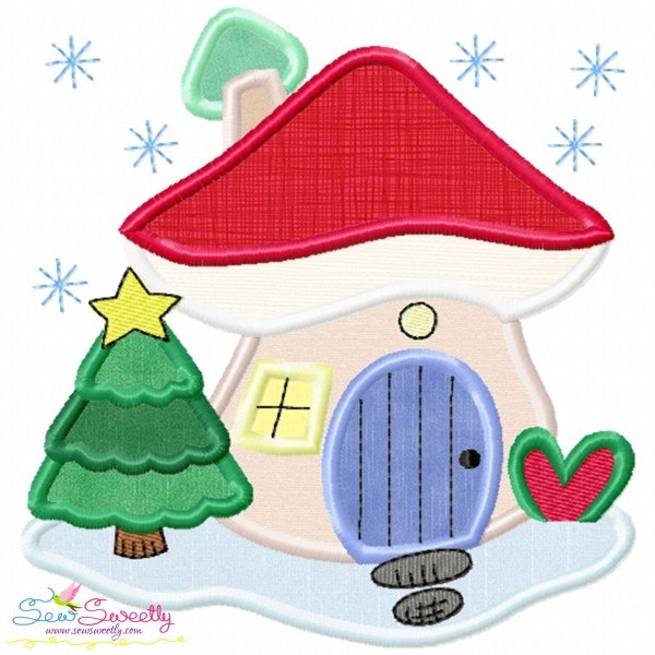 Christmas Mushroom House 4 Applique Design
