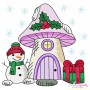 Christmas Mushroom House 3 Embroidery Design