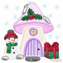 Christmas Mushroom House 3 Applique Design