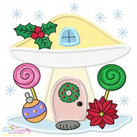 Christmas Mushroom House 2 Applique Design