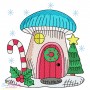 Christmas Mushroom Houses Embroidery Design Bundle