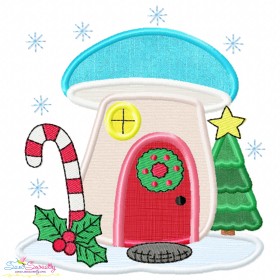 Christmas Mushroom House 1 Applique Design