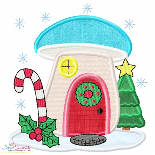 Christmas Mushroom House 1 Applique Design