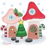 Christmas Mushroom Houses Applique Design Bundle