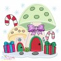 Christmas Mushroom Houses Applique Design Bundle