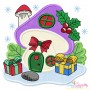 Christmas Mushroom Houses Applique Design Bundle
