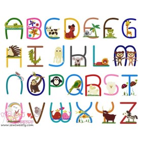 Animals Font Embroidery Design Bundle-1