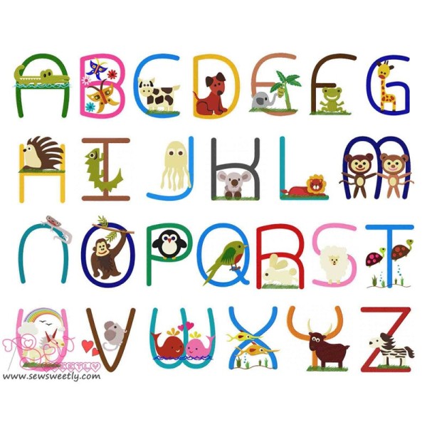 Animals Font Embroidery Design Bundle-1