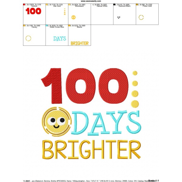 100 Days Brighter Applique Design Pattern