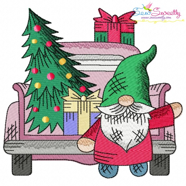 Vintage Christmas Truck-6 Embroidery Design