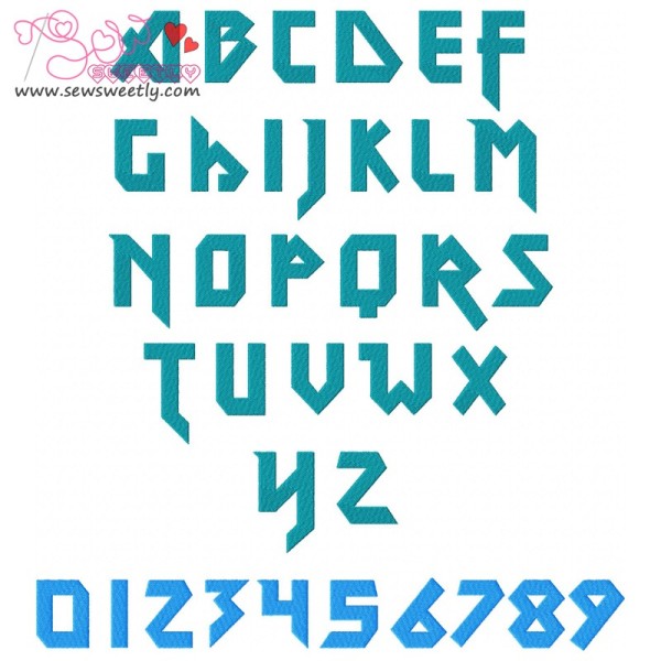Techno Metal Embroidery Font Set-1
