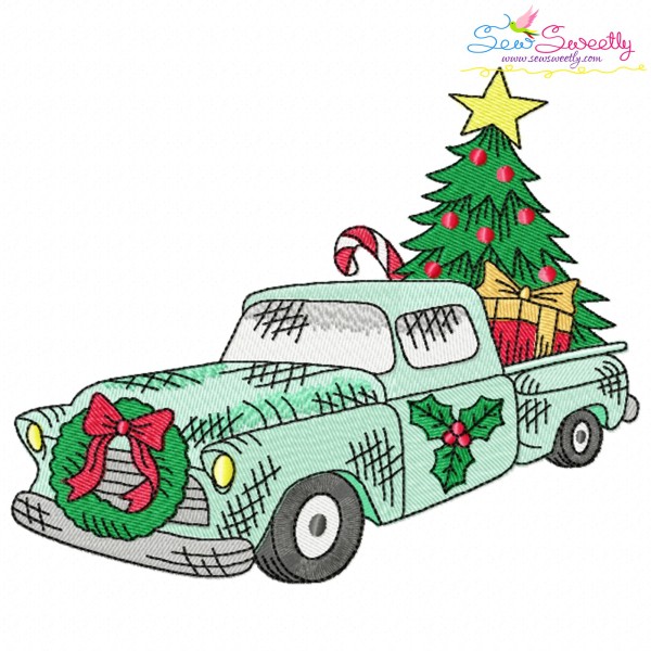 Vintage Christmas Truck-2 Embroidery Design