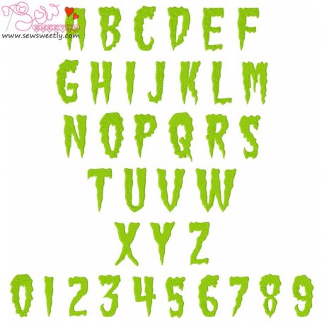 Green Fuz Embroidery Font Set- 1