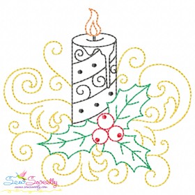 Christmas Candle Filigree Embroidery Design