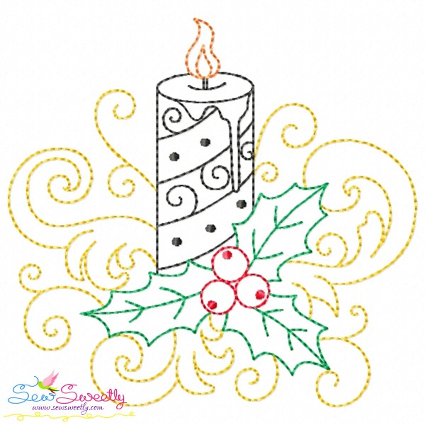 Christmas Candle Filigree Embroidery Design